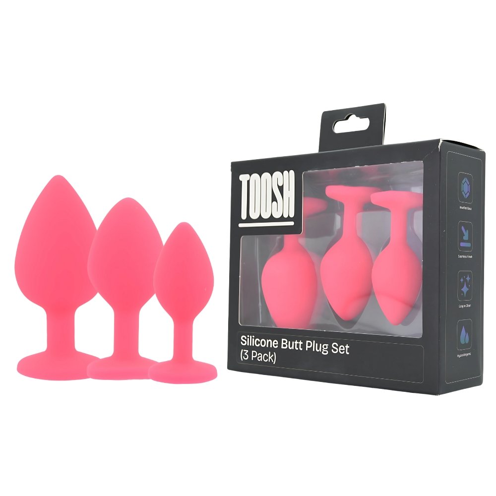 Toosh – rosa silikonpluggar, 3-pack